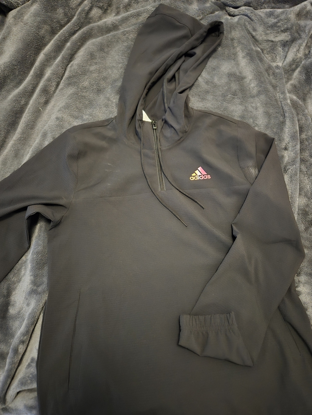 adidas Black Zip Hoodie with Subtle Logo